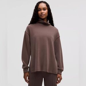 Lululemon Softstreme Funnel-Neck Long Pullover Oversized Tunic Shirt L Brown